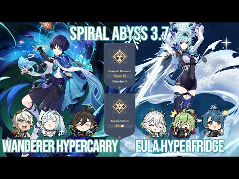 C1 Wanderer Hypercarry & C0 Eula Hyperfridge - Genshin Impact Spiral Abyss 3.7 - 3.8