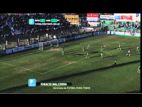 Gol de Malcorra. Sportivo 3 Unión 1. Fecha 1.Primera B Nacional 2014.Fútbol Para Todos