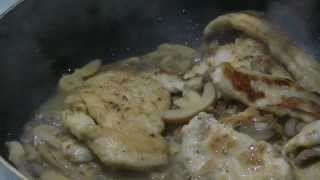 Chicken and mushrooms with marsala wine