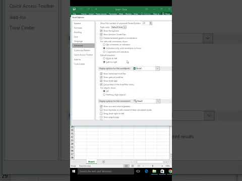 How to display options for this workbooks in MS Excel