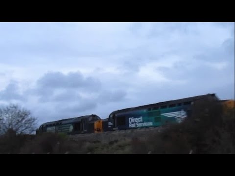 DRS Class 37's on Nuclear Flasks passing Marine Lake in Rhyl