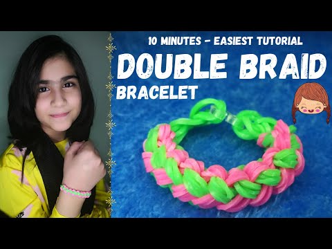 How to make Double Braid Bracelet with Loom Bands? Easy Loom Band Tutorial Urdu/Hindi - English Subs
