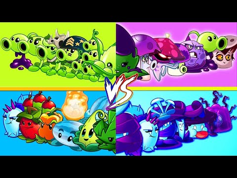 4 Team PEA vs SHADOW vs POISON vs PULT - Who Will Win? - PvZ 2 Team Plant Battlez