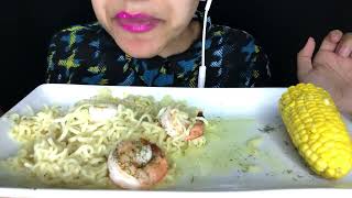 Shrimp, Ramen & Buttery Corn Feast | Eating ASMR