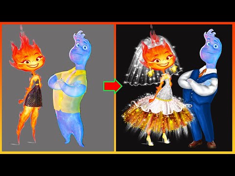 Elemental Ember Lumen, Brook Ripple Getting Married ❤️ GLOW UP? Disney Pixar Art 💄 TRANSFORMATION