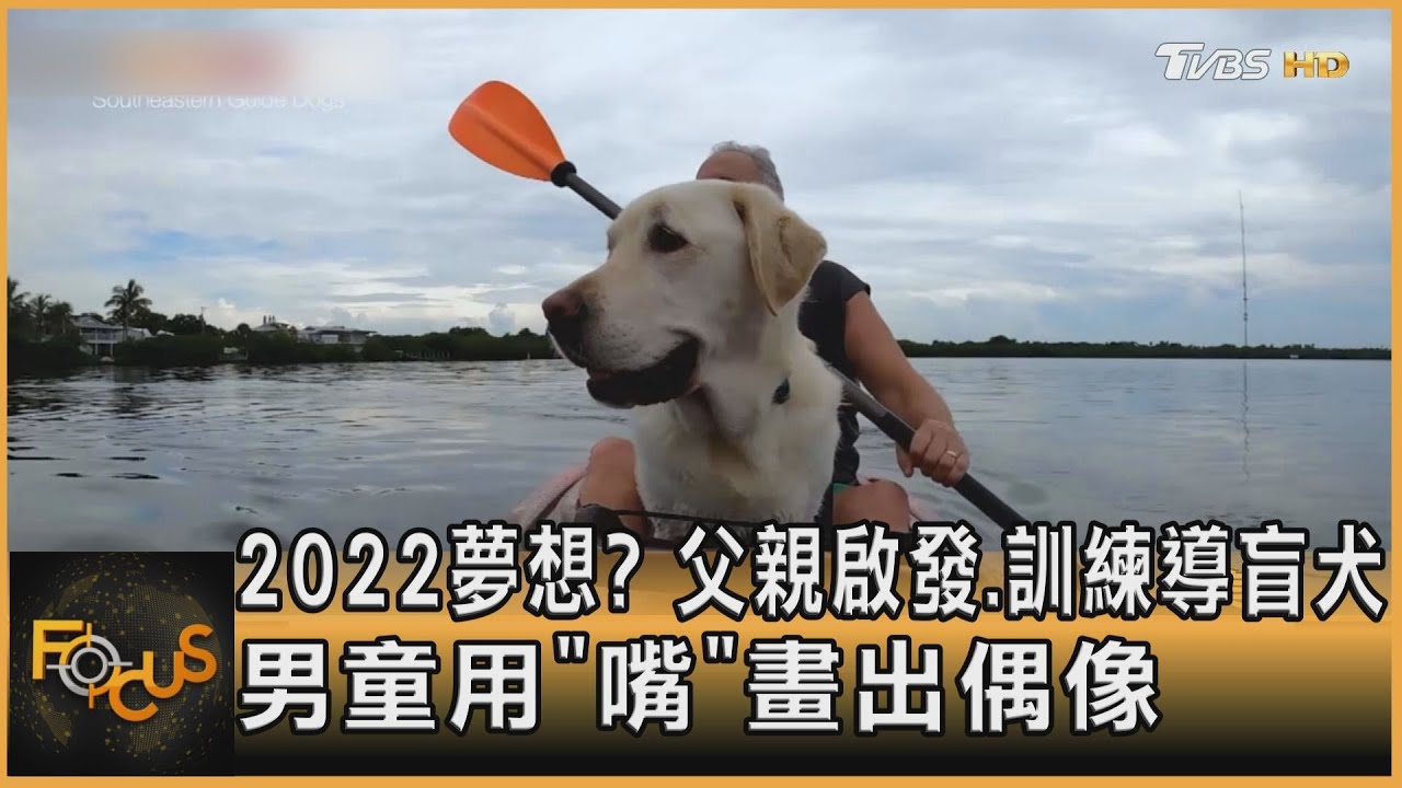 2022夢想？父親啟發.訓練導盲犬　男童用「嘴」畫出偶像