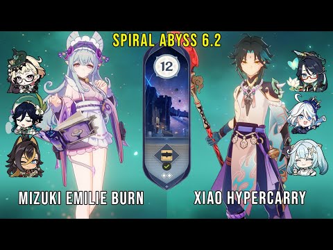 C1 Mizuki Emilie Burn and C0 Xiao Hypercarry | Genshin Impact Abyss 6.2 Floor 12 9 Stars