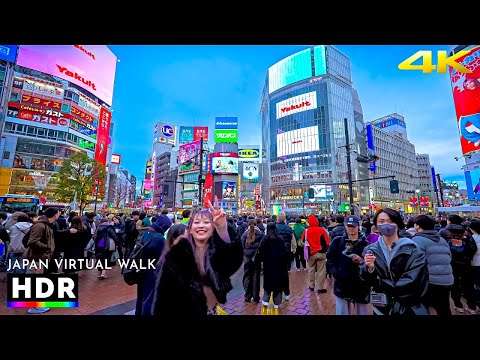 Japan: Tokyo Shibuya Walking Tour During Blue Hour • 4K HDR