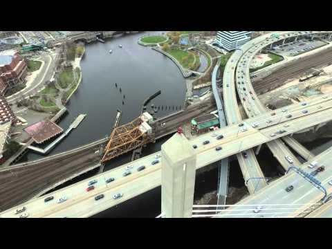 Zakim bridge, Boston - drone video - Phantom 3 - The Leonard P. Zakim Bunker Hill Memorial Bridge