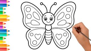 Can You Draw a CUTE BUTTERFLY Let's Try! Drawing and Coloring Page