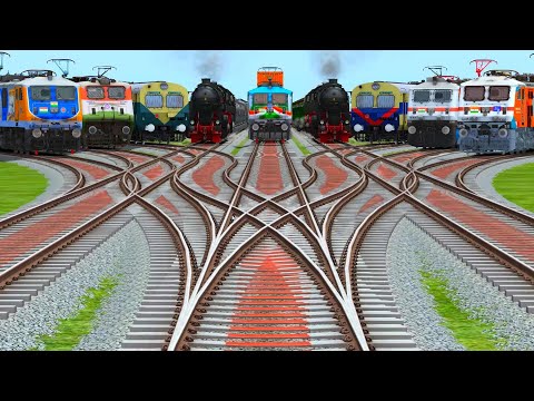 9 Rails Crossing At Curve Branches Railroad➿️ Crossing Tracks-train simulator new update android