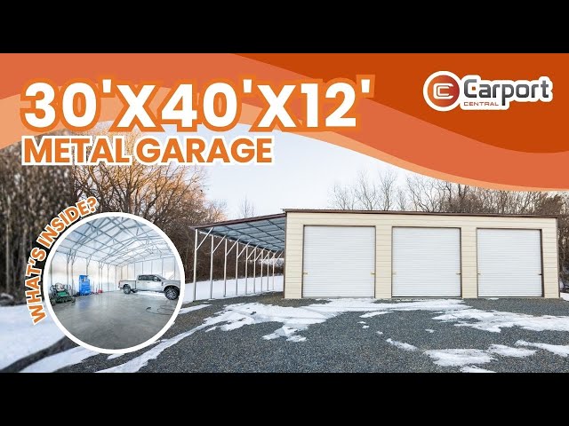 30’ x 40’ x 12’ Metal Garage w/ Lean To