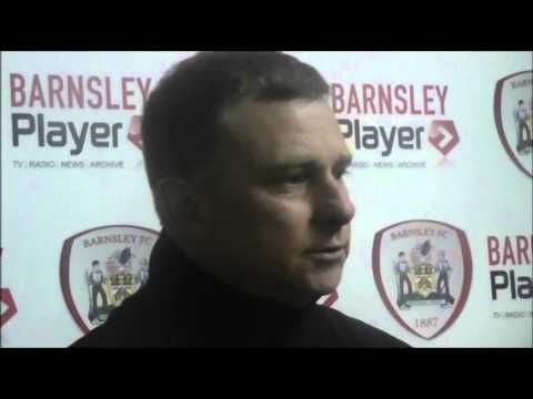 Mark Robins reacts to the 2-1 win at Barnsley