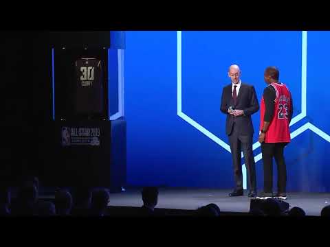 NBA commissioner Adam Silver unveils future jersey - customizable in the moment on 5G network (2019)