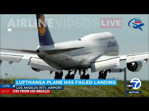 Dramatic video shows Lufthansa 747 bounce off runway, fail to stick the landing at LAX