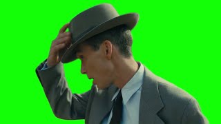 Oppenheimer takes off his hat green screen