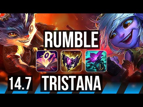 RUMBLE vs TRISTANA (MID) | 19/0/6, Legendary, Quadra, 7 solo kills, 1300+ games | EUW Master | 14.7