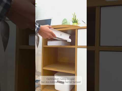 Gambar Informa Ginzo Meja Kantor Swivel - Putih/Cokelat Oak