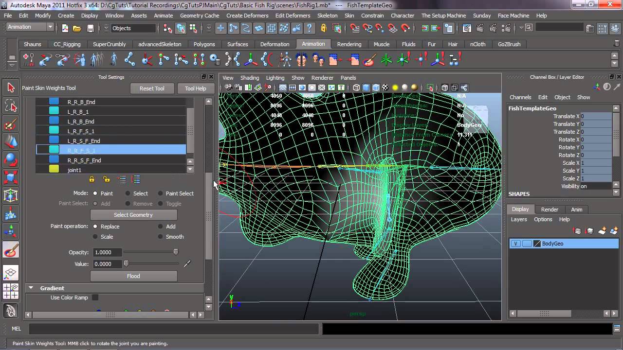 3D Rigging and Animating fish maya tutorial