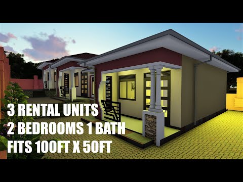 2 Bedrooms Rentals 3 Units Fits in 50ft X 100ft Plot