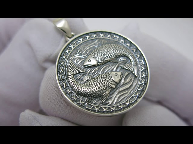 Серебряный кулон знак зодиака "Рыбы" 3100587рб Видеообзор