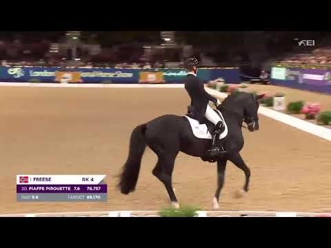 Total Hope OLD og Isabel Freese with 81.695% In Grand Prix freestyle London International Horseshow