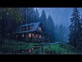 Goodbye Insomnia With Heavy RAIN Sound | Rain Sounds On Old Roof In Foggy Forest At Night, Relax