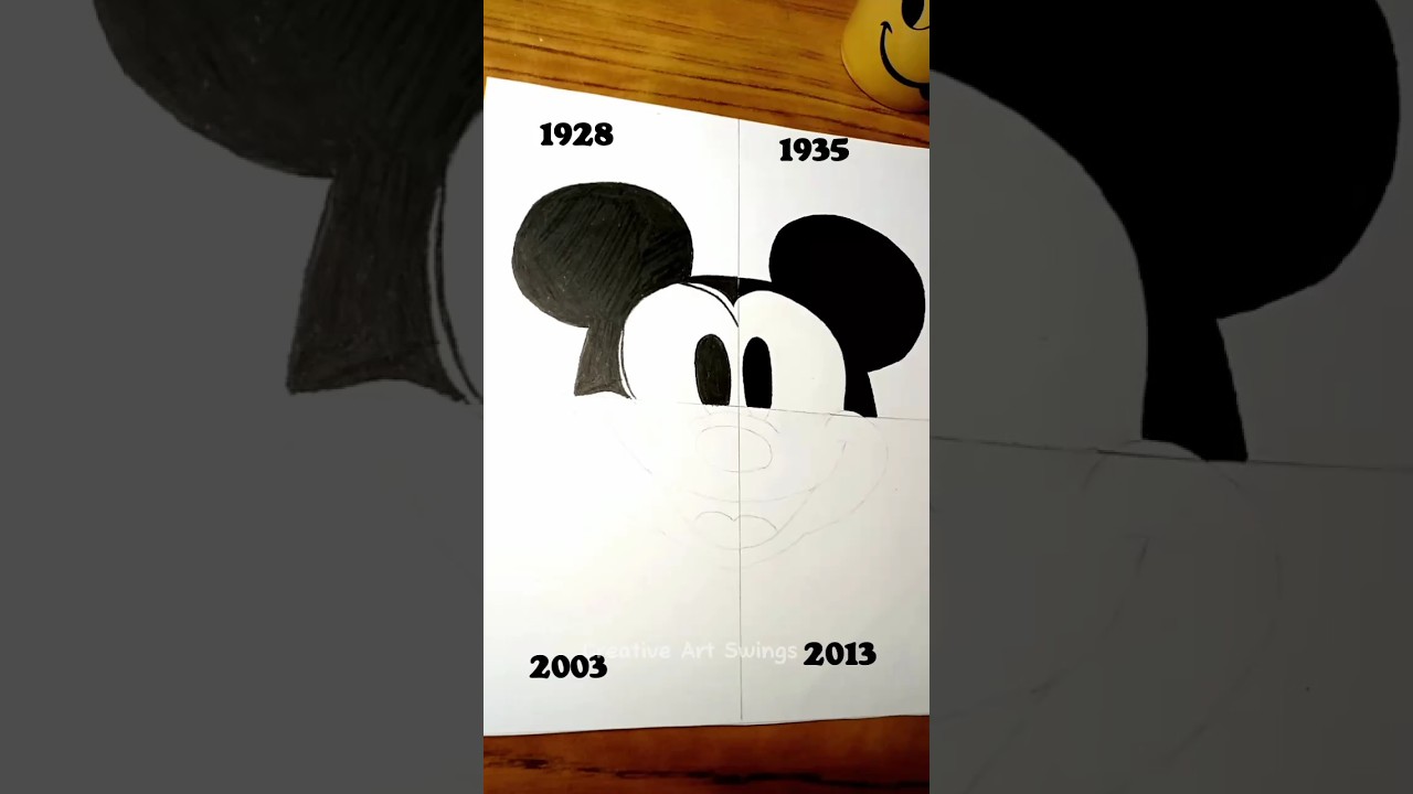 Drawing Mickey mouse 🐭throughout the years #shorts #mickeymouse #drawing