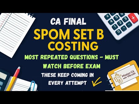 SPOM Set B Costing – Most Repeated MCQs in Exam 🔥 | 100% ICAI Pattern | Must Watch Before Exam