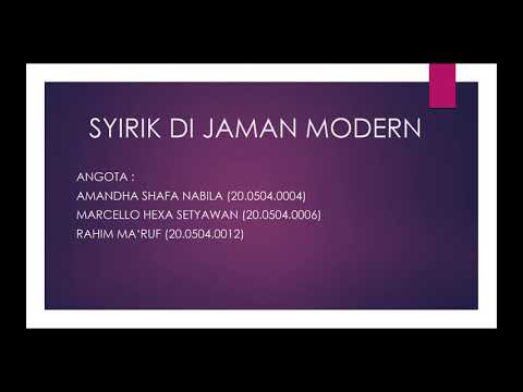SYIRIK DI ZAMAN MODERN