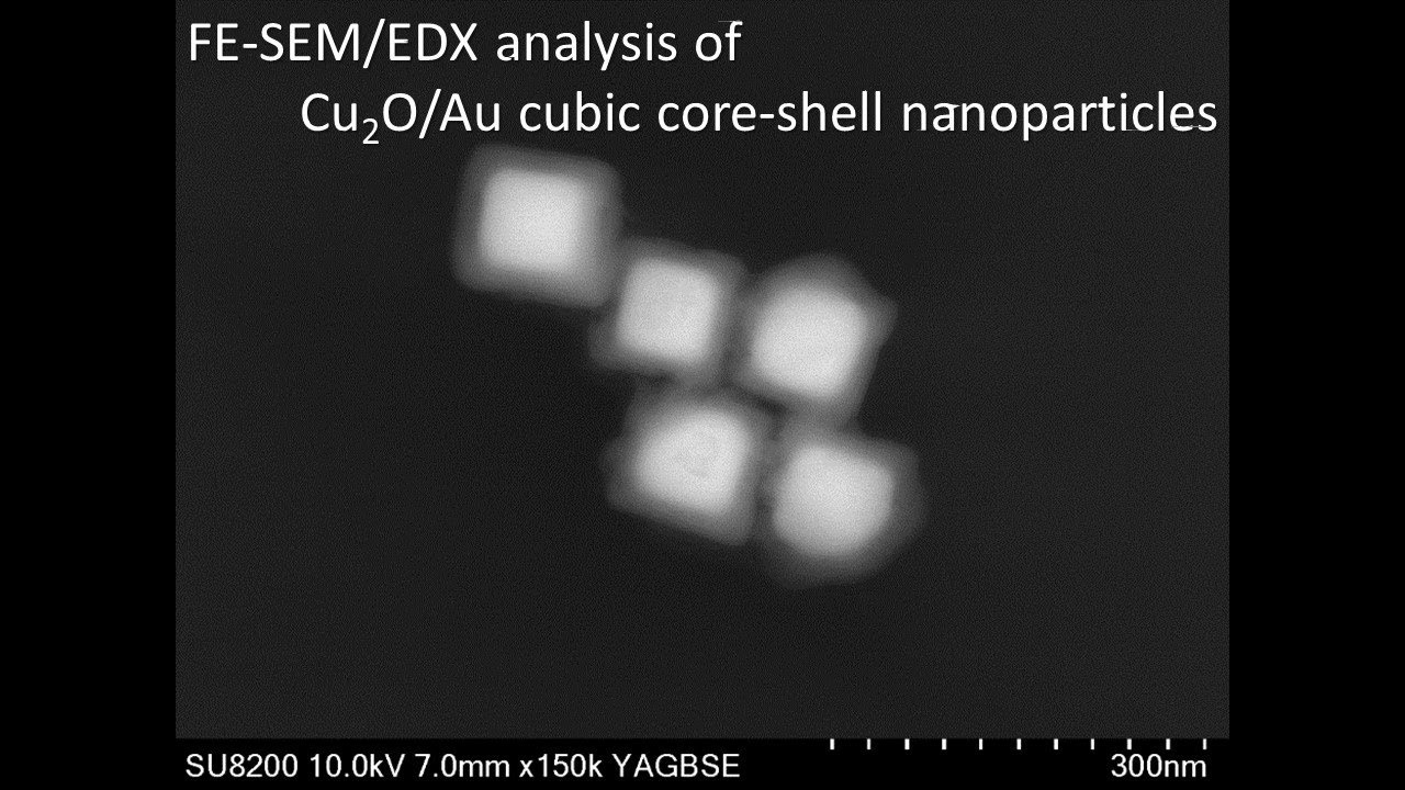 [Materials] FE-SEM/EDX analysis of Cu2O/Au cubic core-shell nano particles