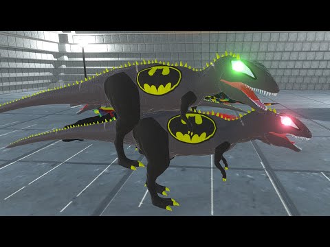 X3 BATMAN CARCHAR VS x5 DEADPOOL BRACHIOSAURUS DEATH RUN - Animal Revolt Battle Simulator