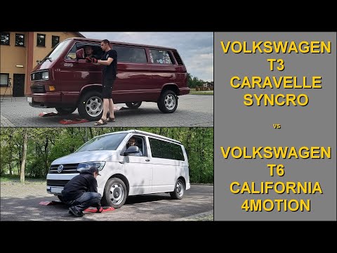 SLIP TEST - 1991 Volkswagen T3 Caravelle Syncro vs 2019 VW T6 4Motion - @4x4.tests.on.rollers