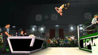 WWE '13 Moonsault through the anouncer table