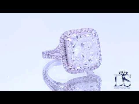 18kt white gold Engagement Ring With Center Diamond 12.40ct Cushion Cut RN-630000