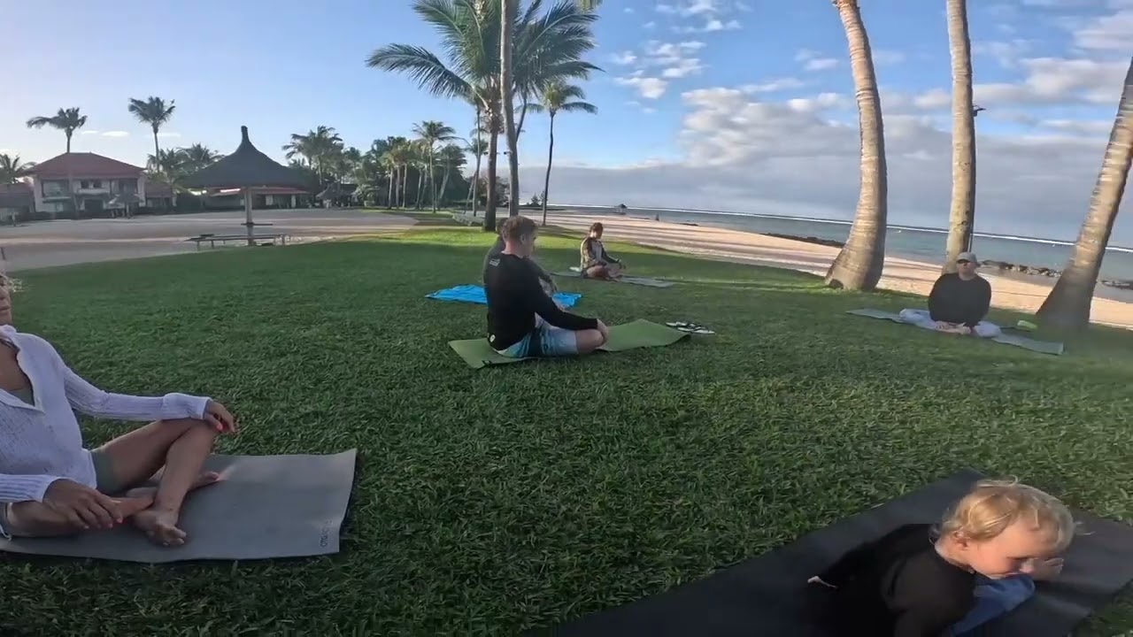 Yoga / Impi Stretching in Mauritius with South Africa Surf Ski