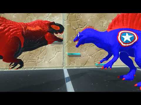 Red Batman vs. Black Batman - T Rex DeathRun - Animal Revolt Battle Simulator ARBS