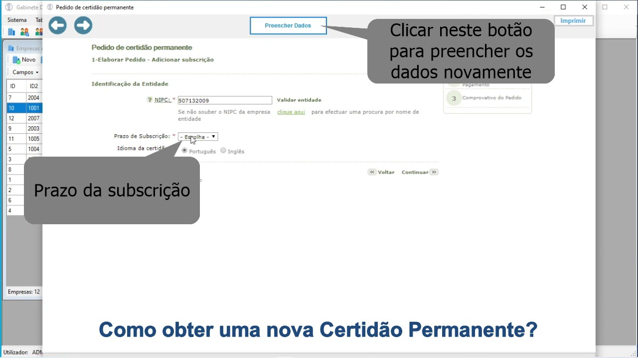 Consultar e Obter uma nova Certidão Permanente