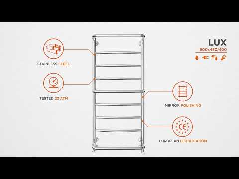 Водяной полотенцесушитель Mario Люкс 1.1.0306.01.P (4820111351763, 900x430, хром/сатин/белый глянец/черный матовый/золото/бронза)