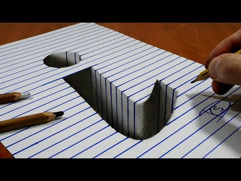 Draw a Letter "i" Hole on Line Paper   3D Trick Art