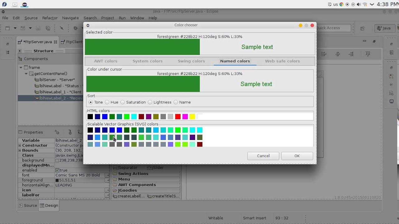 90 JAVA Swing GUI FTP server client