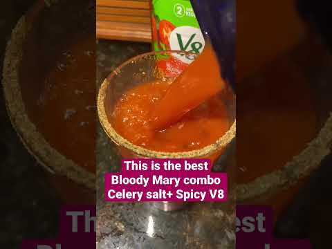 The best simple Bloody Mary combo- spicy V8 - Celery Salt #cocktails