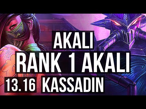 AKALI vs KASSADIN (MID) | Rank 1 Akali, Rank 3, Legendary, 16/4/5 | TR Challenger | 13.16