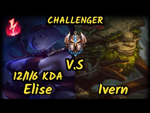 SAND Crush (ELISE) vs IVERN - 12/1/6 KDA JUNGLE CHALLENGER GAMEPLAY - KR