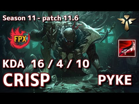【韓国サーバー/C1】FPX Crisp パイク(Pyke) VS ラカン(Rakan) SUP - Patch11.6 KR Ranked【LoL】