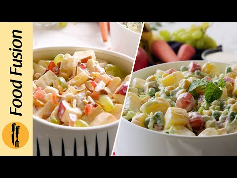 Creamy Fruit Salad  & Creamy Vegetable salad Recipes By Food Fusion (Ramazan Special)