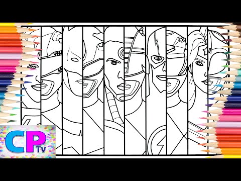 Power Rangers vs Justice League Coloring Pages/Superman/Batman/Cyborg/Flash/Wonder Woman Coloring
