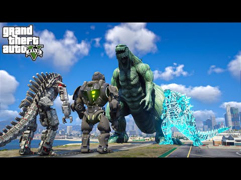 Team Godzilla Earth vs Mechagodzilla, Mecha Kong Epic Battle ( GTA V Mods )