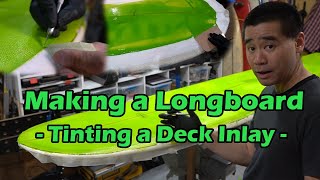 How to Make a Surfboard - Fiberglassing a Tinted Deck Inlay Part 05