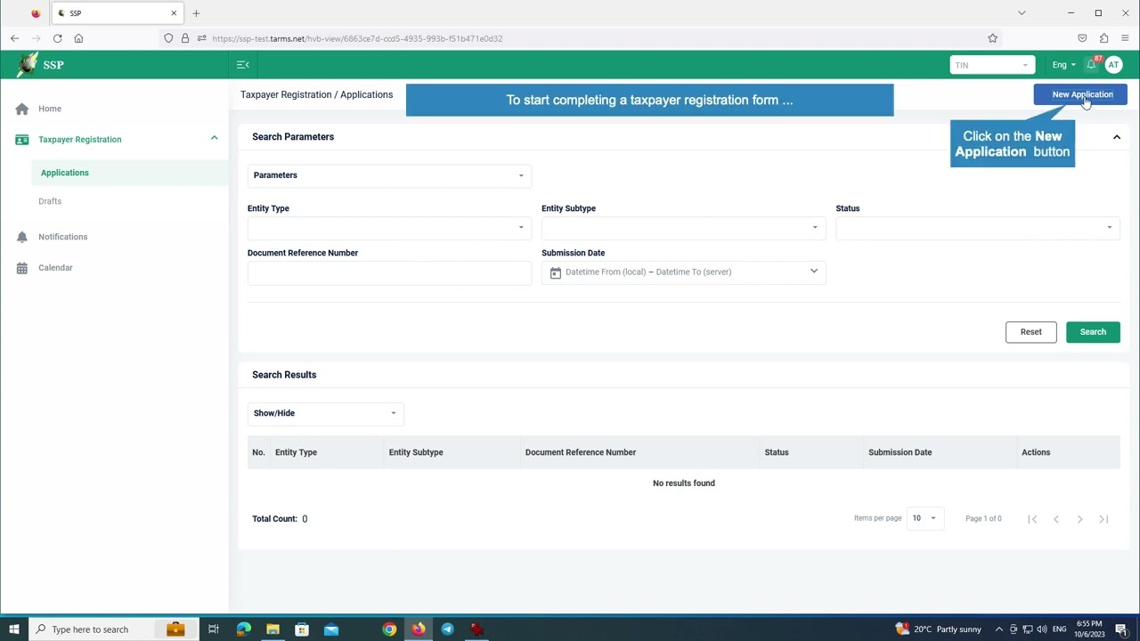 Taxpayer Registration on the TaRMS Self Service Portal